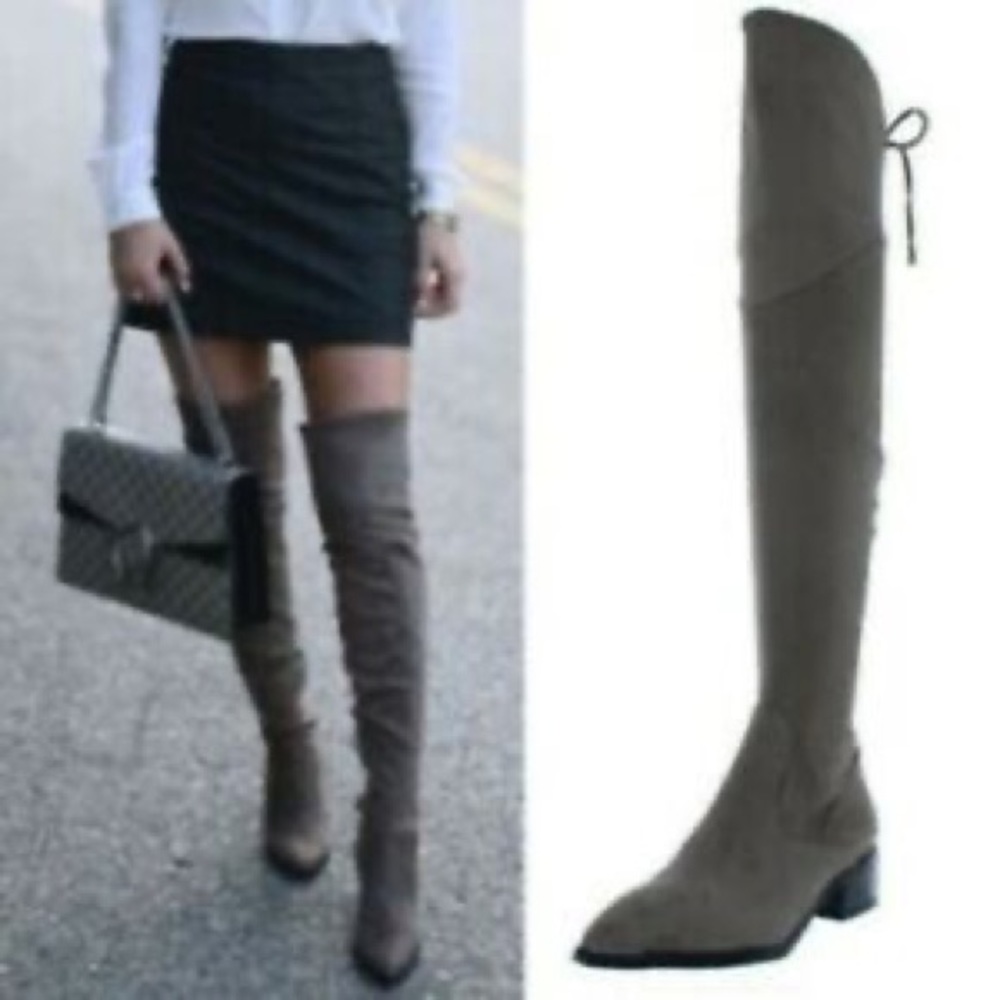 Marc Fisher Gray Suede Knee Boots New 7